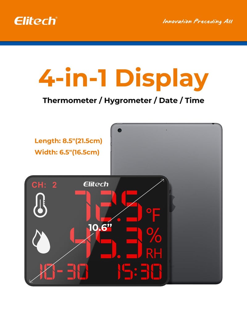 Elitech Wireless Hygrometer Thermometer Reusable Temperature Recorder Data Logger Temperature Humidity with Large Screen Data Storage Export, DR-230W-THE with External Temperature and Humidity Sensor - Image 4